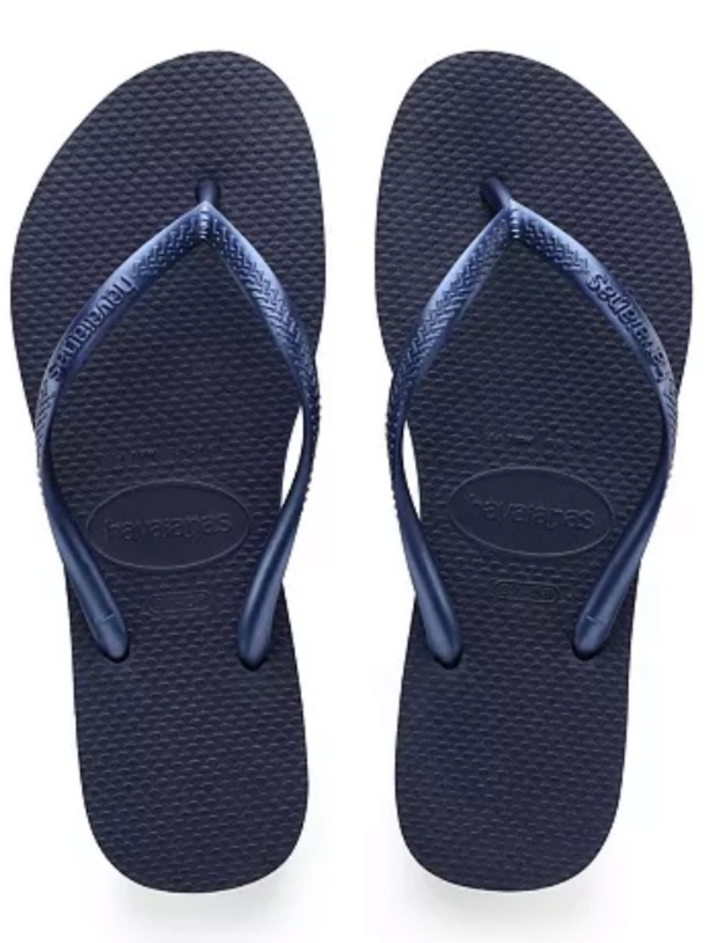 HAVAIANAS Slim Rubber Logo Thongs - Navy
